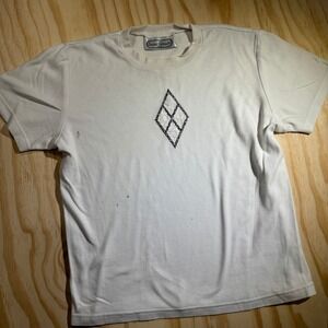 Saint Germain Paris Women's Vintage Embroidered Diamond Logo Off White Shirt S